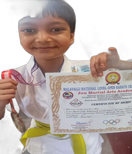 Sameeksha Sinha with her karate gold medal