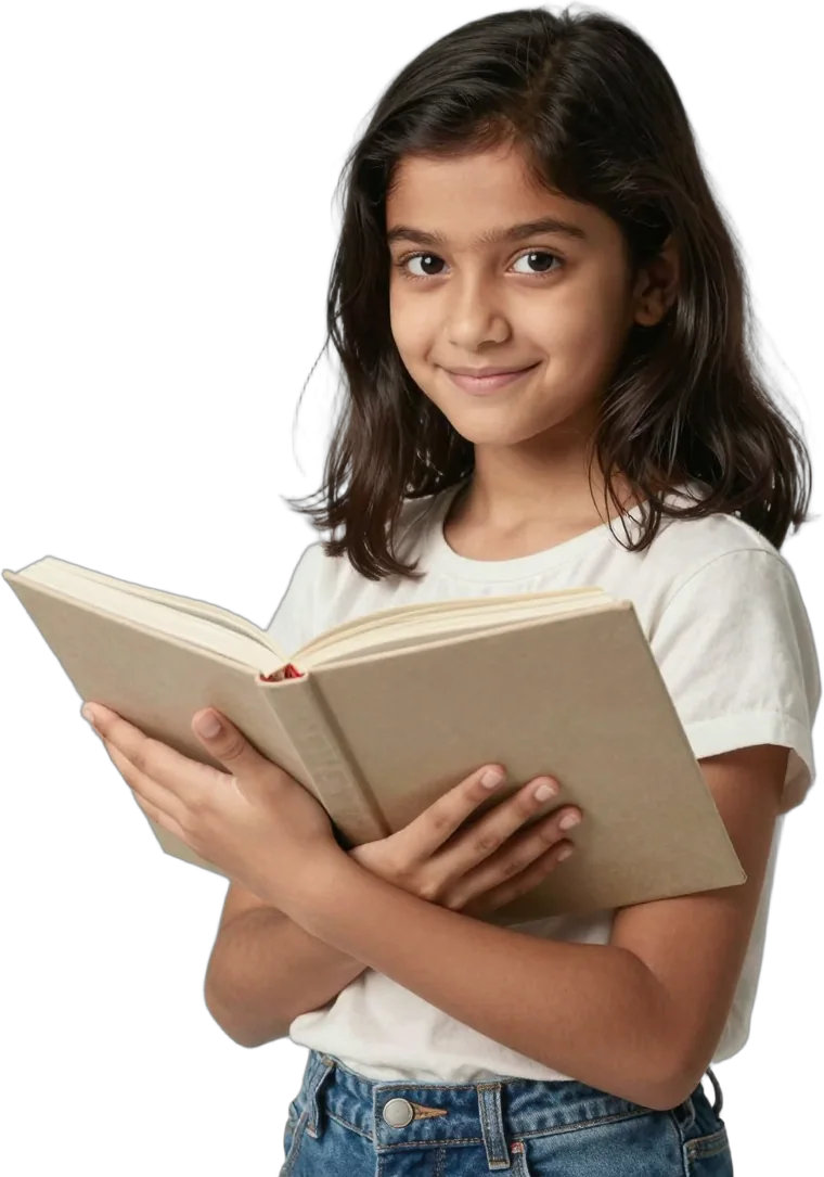 A girl hugging a picture book
