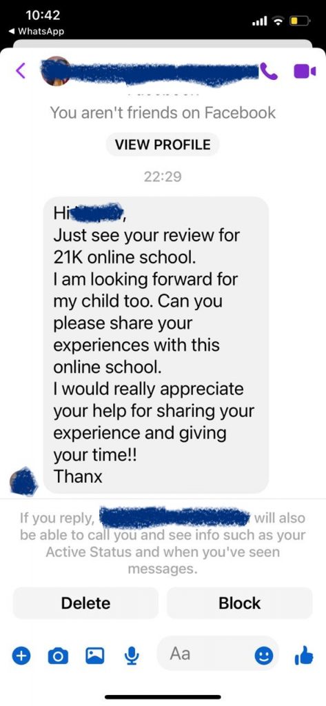 online school parent review