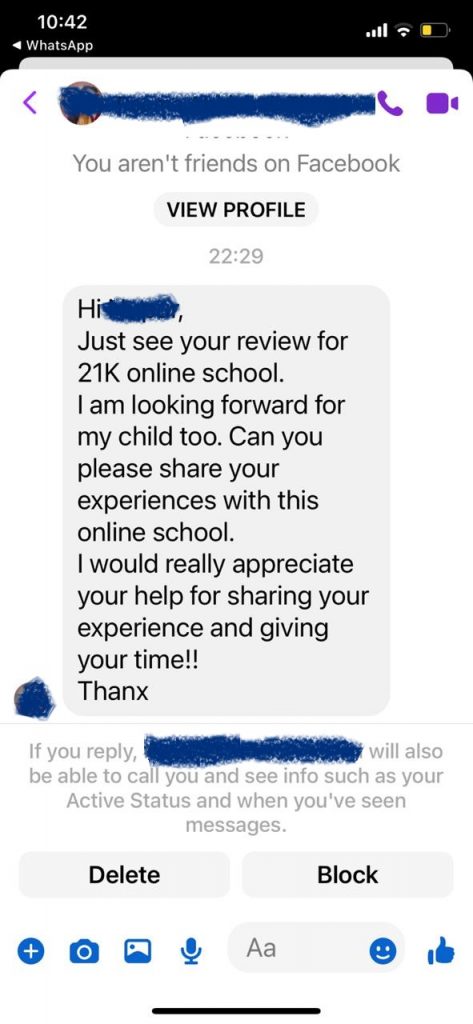 online school parent review