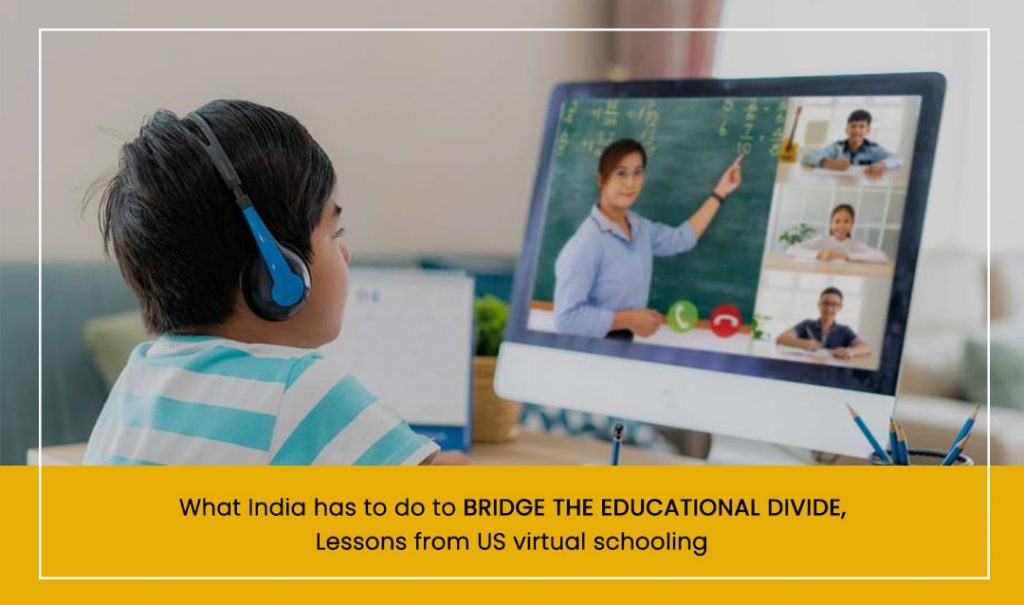 A boy is learning in online school