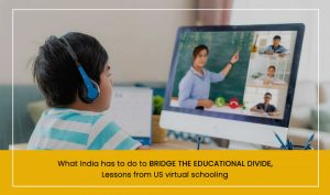 A boy is learning in online school