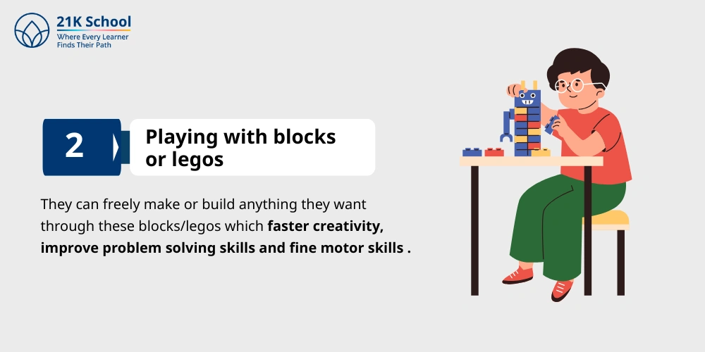 Playing with blocks or legos