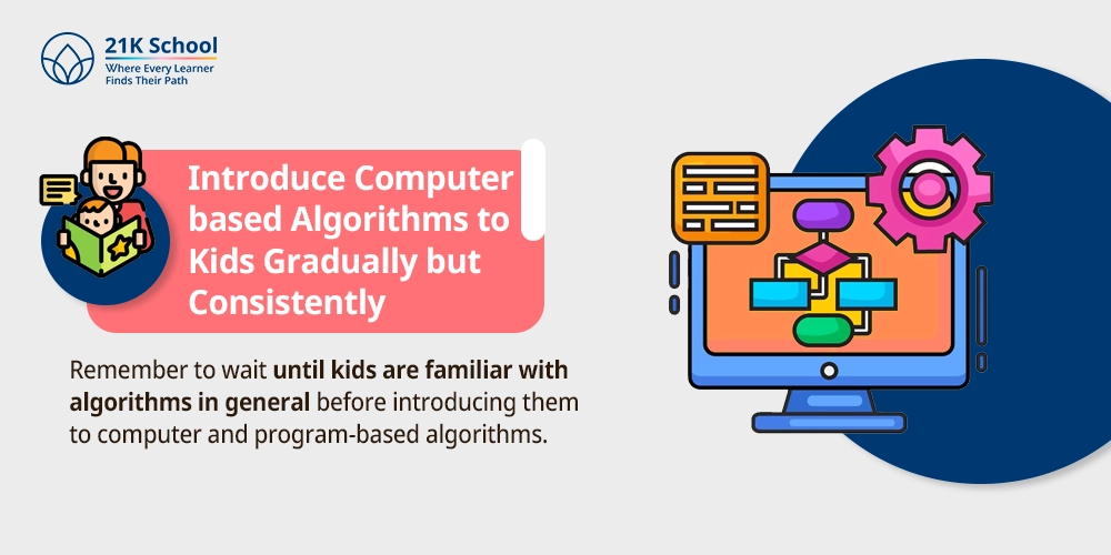 Introduce Computer-based Algorithms to Kids Gradually but Consistently