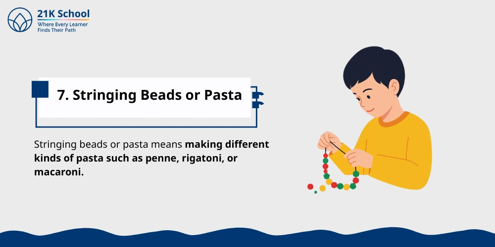 Stringing beads or pasta