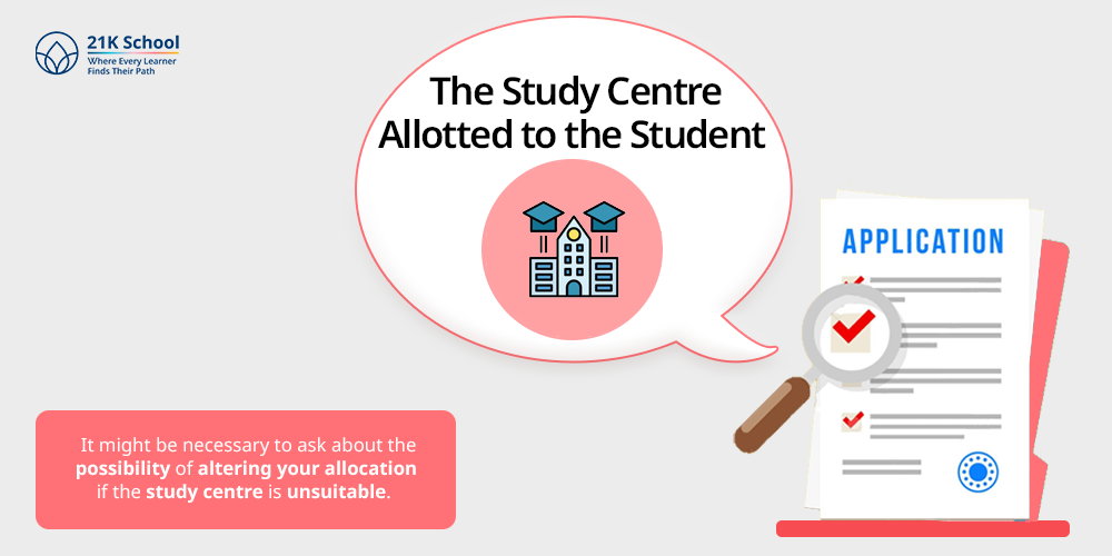 The Study Centre Allotted to the Student