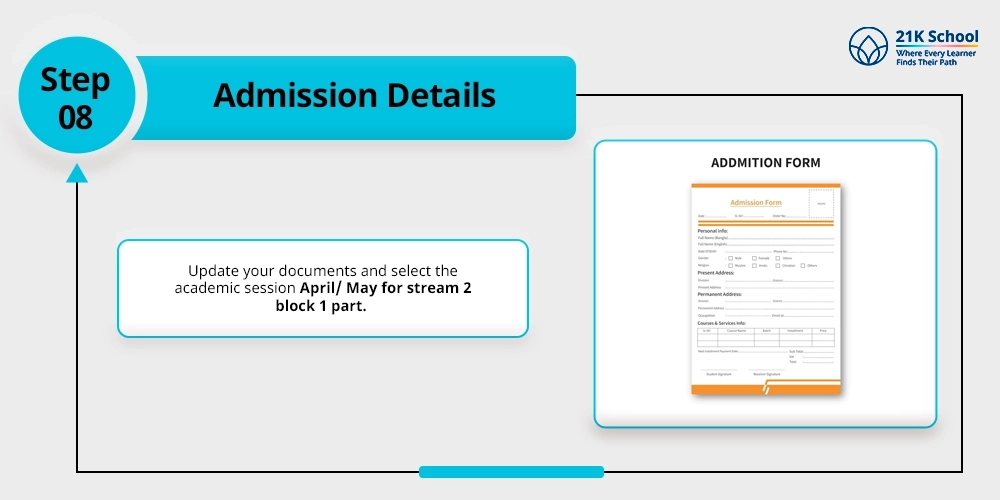 Step 8 - Admission Details