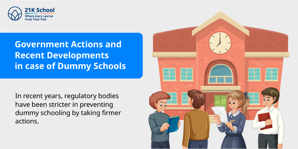 Government Actions and Recent Developments in case of Dummy Schools