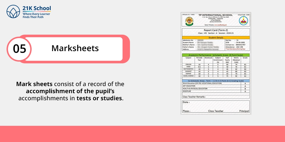 5. Marksheets
