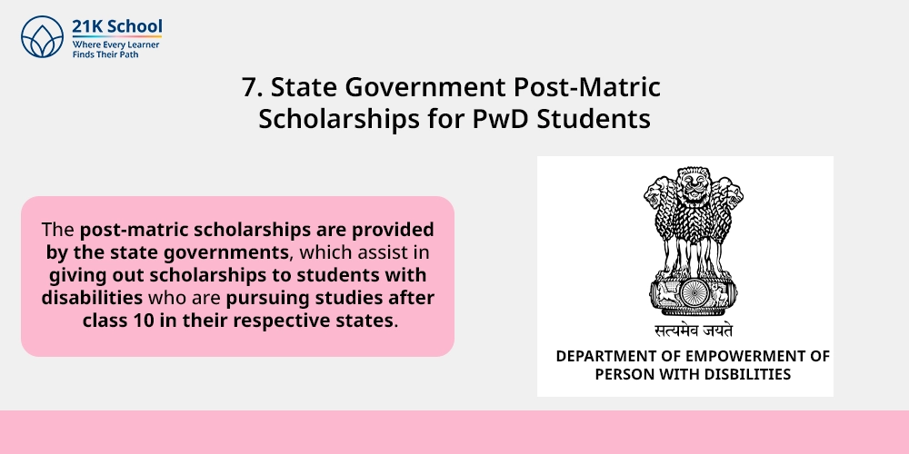 7. State Government Post-Matric Scholarships for PwD Students