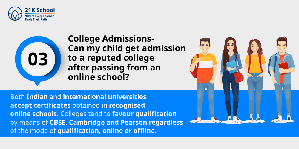College Admissions- Can my child get admission to a reputed college after passing from an online school?