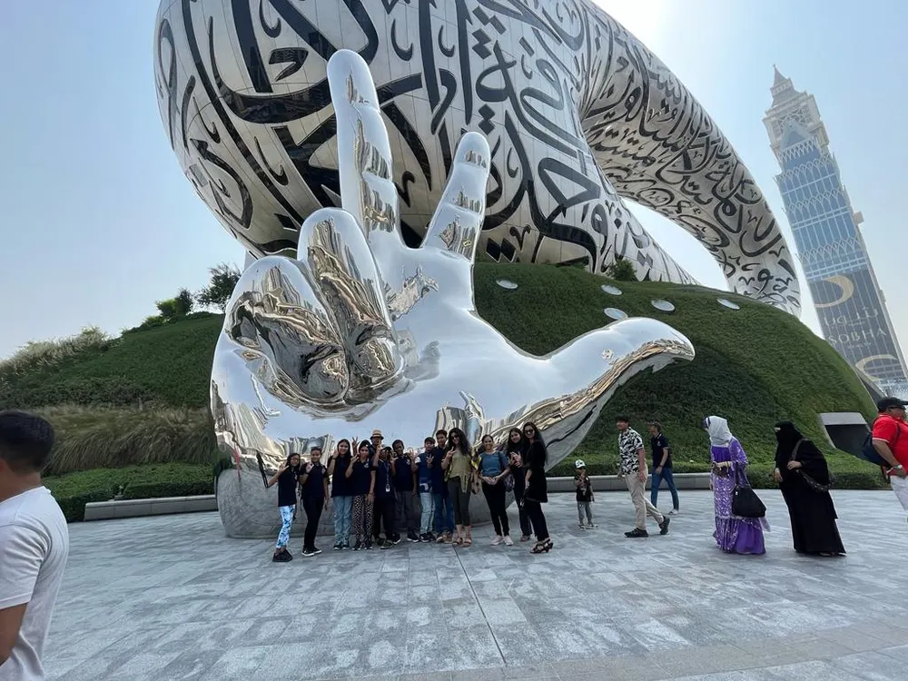 21K learners in front of the Museum of the Future in Dubai