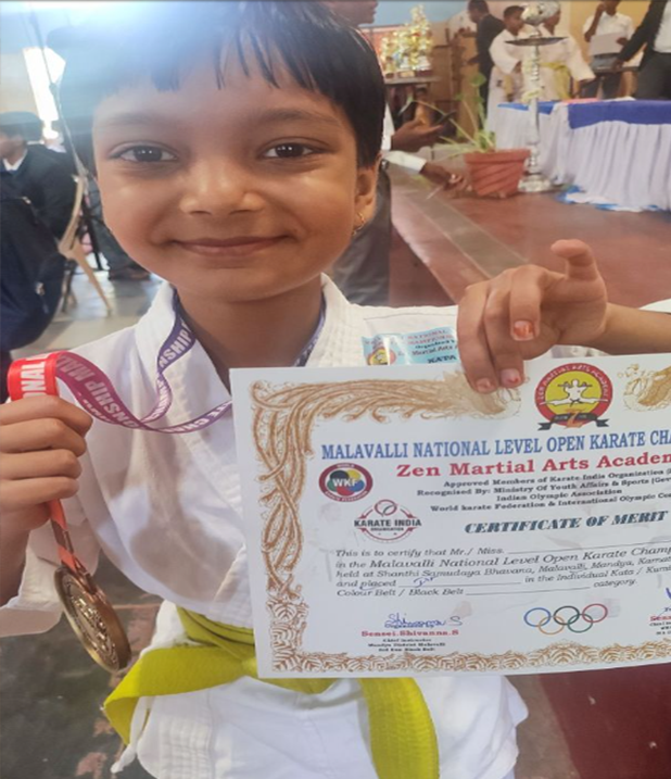 Sameeksha Sinha with her karate gold medal