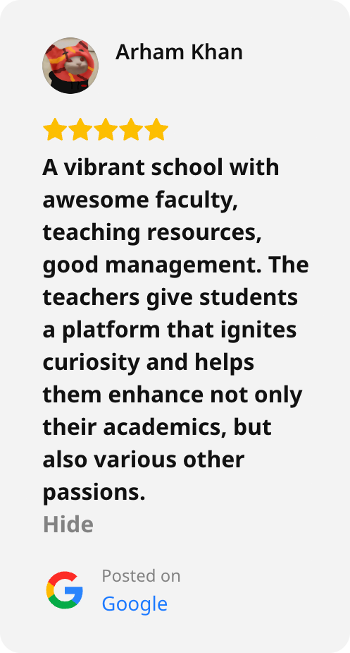 Screenshot of a Google review of 21K School left by Arham Khan