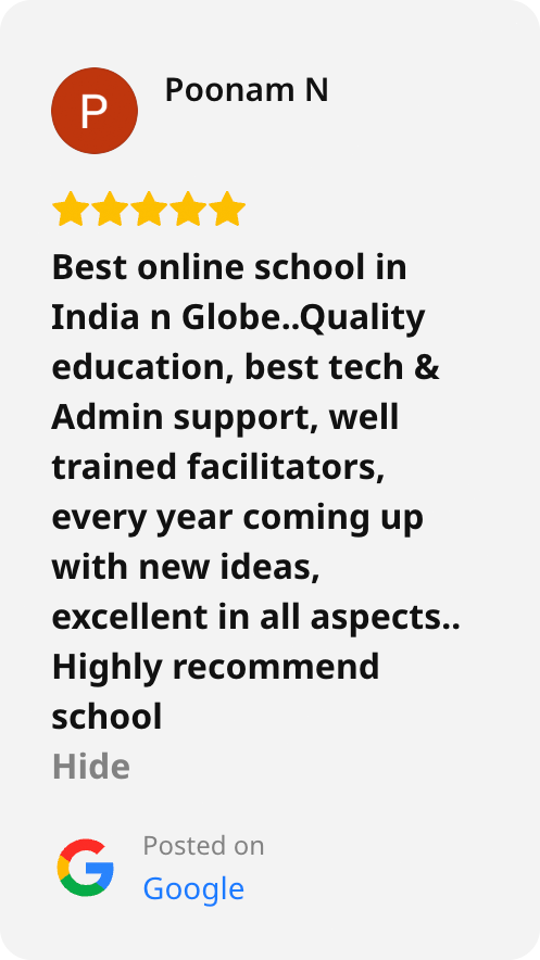 Screenshot of a Google review of 21K School left by Poonam