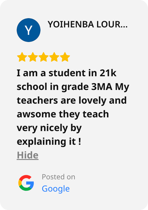 Screenshot of a Google review of 21K School left by Yoihenba