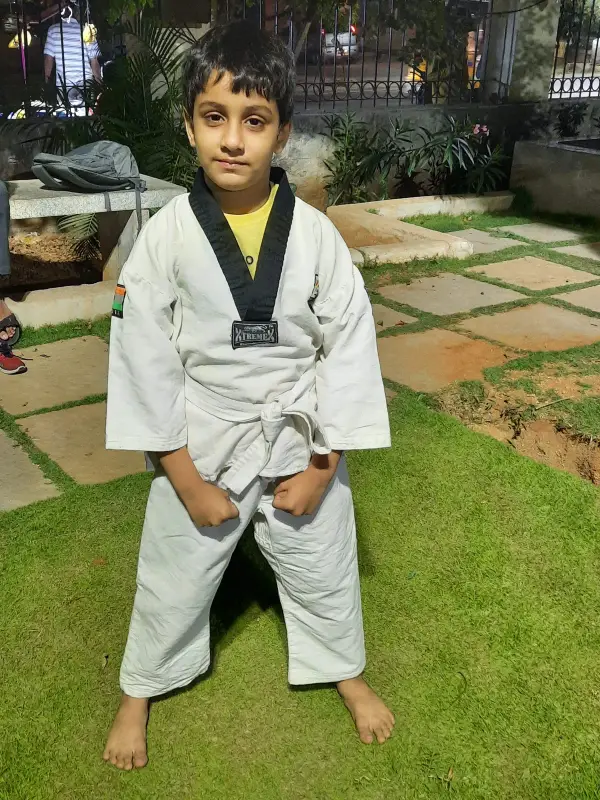 A learner in a martial arts uniform
