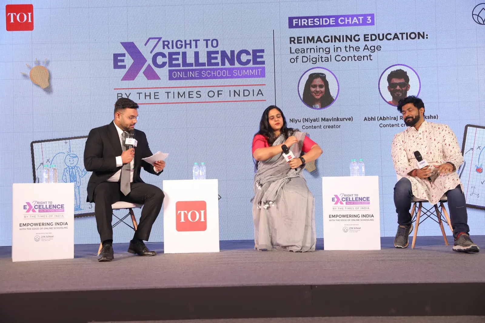 The fireside chat on reimagining education in the age of digital content, with two content creators and the host