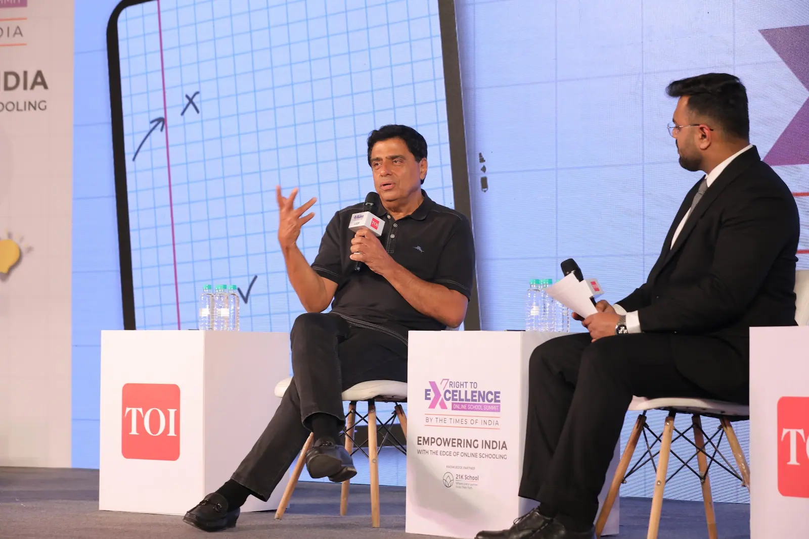 Ronnie Screwvala speaks during his fireside chat on the summit stage