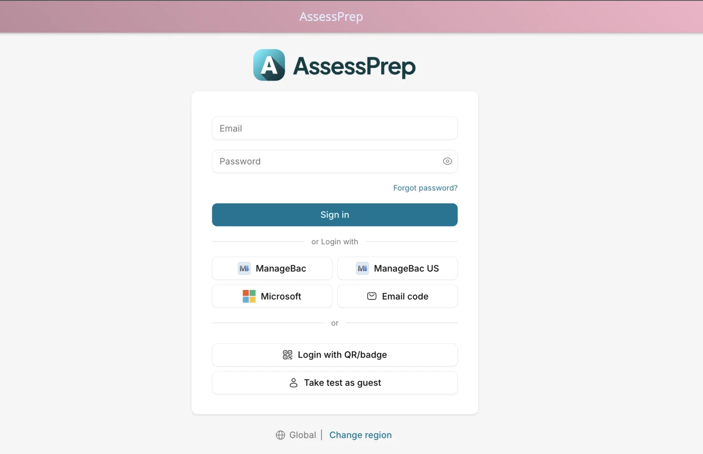AssessPrep sign-in page