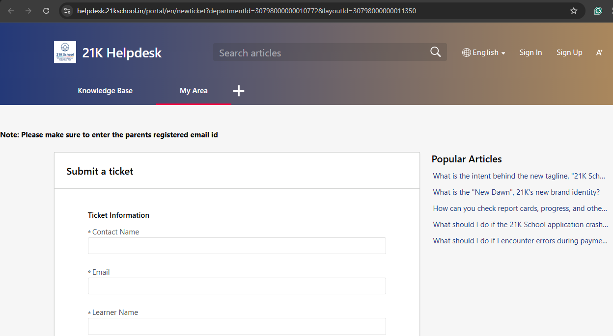 21k Helpdesk Portal