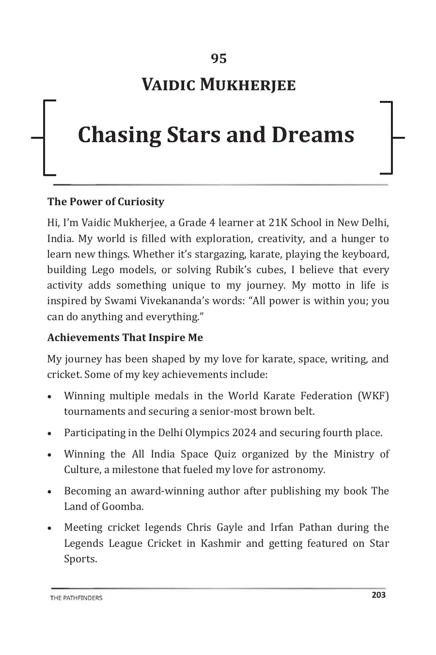 Vaidic Mukherjee's story in The Pathfinders, page 204