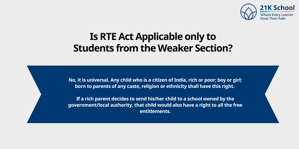 Is RTE Act Applicable only to Students from the Weaker Section?